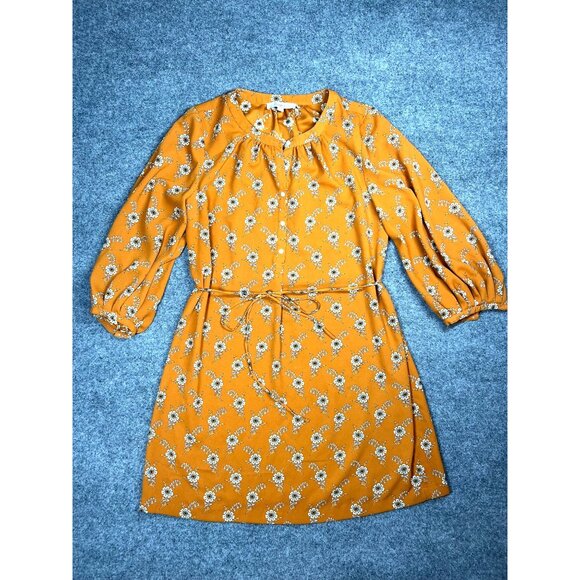 LOFT Women's Floral Print Long Sleeve Mini Dress With tie L fall look - Picture 2 of 8